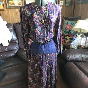 Karin Stevens Vintage Paisley Suede Dress